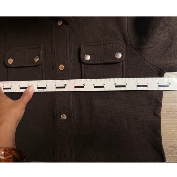 Ralph Lauren Women’s Knit Utility Jacket Brown Snap Button Size L - Picture 11 of 12